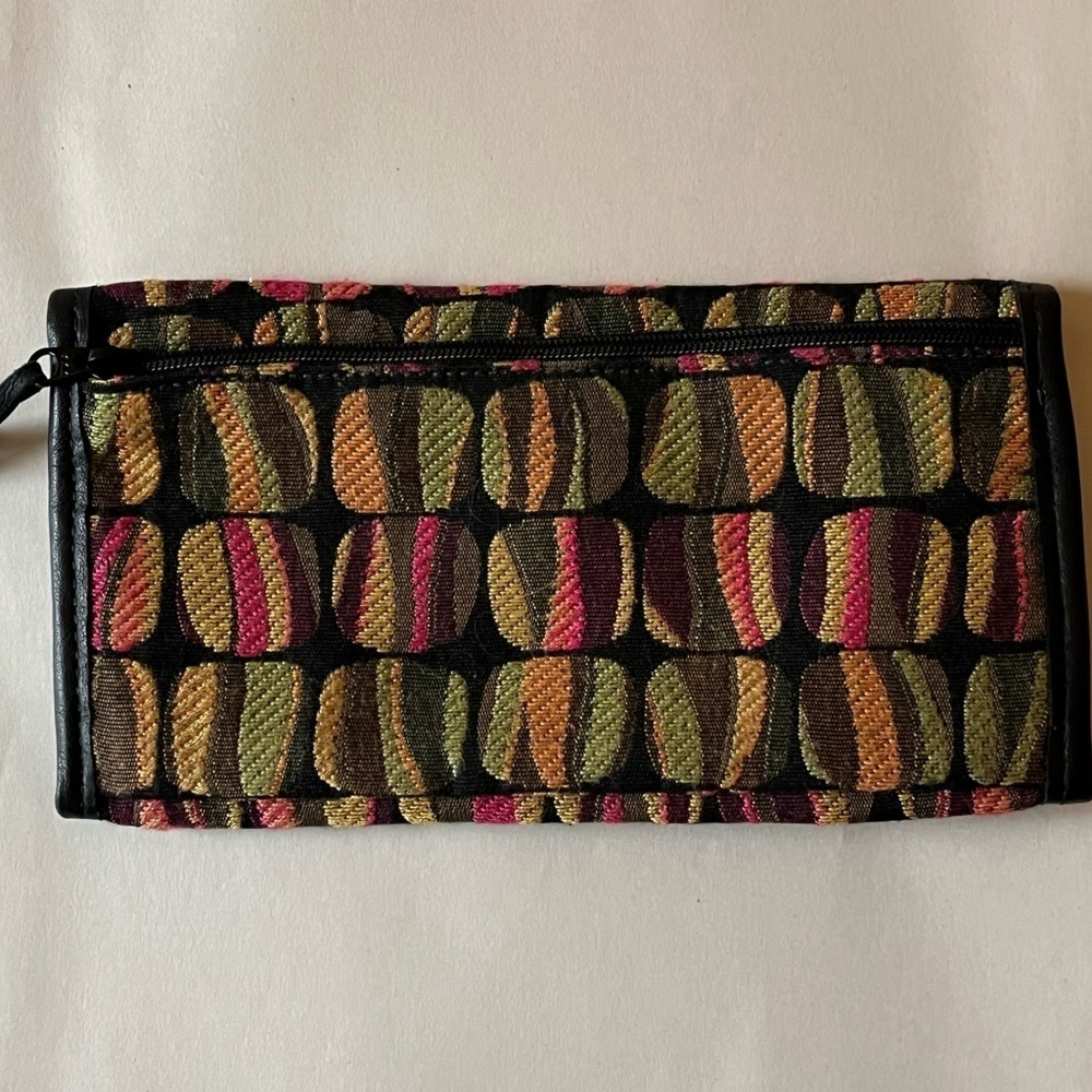 Erda of Maine funky colorful trifold textile leather Velcro closure wallet EUC - Picture 2 of 7